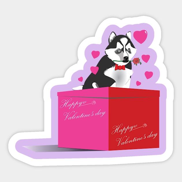 Puppy Husky Valentine Sticker by Kanom-Tom